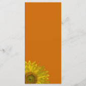 Gelbe Sonnenblume auf dem Orangen Hochzeitsprogram Programm (Rückseite)