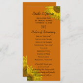 Gelbe Sonnenblume auf dem Orangen Hochzeitsprogram Programm (Vorne/Hinten)