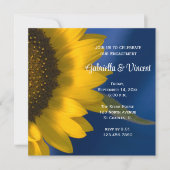 Gelbe Sonnenblume auf der Blauen Engagement Party Einladung (Vorderseite)