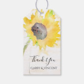 Gelbe Sonnenblume auf der Hochzeit mit weißem Wass Geschenkanhänger (Vorderseite)