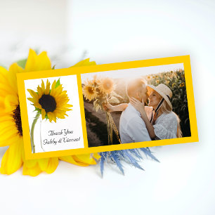 Gelbe Sonnenblume auf der Weißen Hochzeit Danke