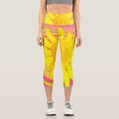 Gelbe Sonnenblume auf einem psychedelischen Swirl Capri Leggings (Vorderseite)