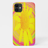 Gelbe Sonnenblume auf einem psychedelischen Swirl Case-Mate iPhone Hülle (Rückseite)