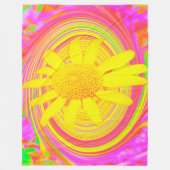 Gelbe Sonnenblume auf einem psychedelischen Swirl Fleecedecke (Vorderseite)