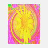 Gelbe Sonnenblume auf einem psychedelischen Swirl Fleecedecke (Vorderseite)