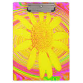 Gelbe Sonnenblume auf einem psychedelischen Swirl Klemmbrett (Vorderseite)