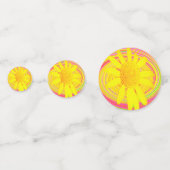 Gelbe Sonnenblume auf einem psychedelischen Swirl Konfetti (Vorderseiten)