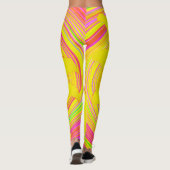 Gelbe Sonnenblume auf einem psychedelischen Swirl Leggings (Rückseite)