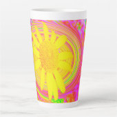 Gelbe Sonnenblume auf einem psychedelischen Swirl Milchtasse (Vorderseite)