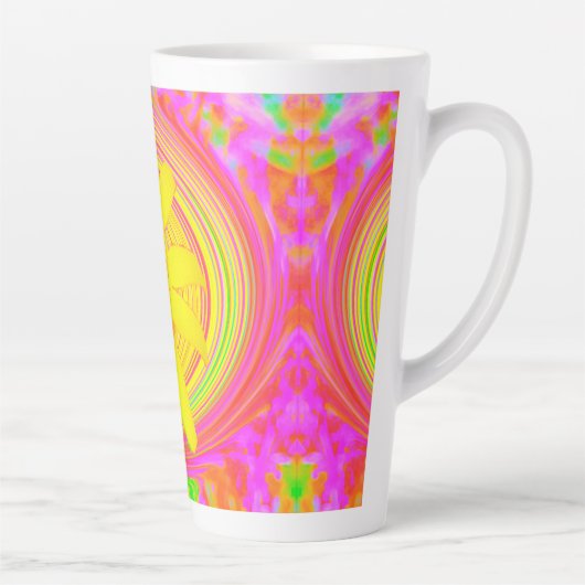 Gelbe Sonnenblume auf einem psychedelischen Swirl Milchtasse (Rechts)