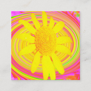 Gelbe Sonnenblume auf einem psychedelischen Swirl Rabattkarte