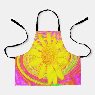Gelbe Sonnenblume auf einem psychedelischen Swirl Schürze