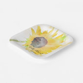 Gelbe Sonnenblume auf einer Hochzeit mit weißem Wa Pappteller (Gewinkelt)