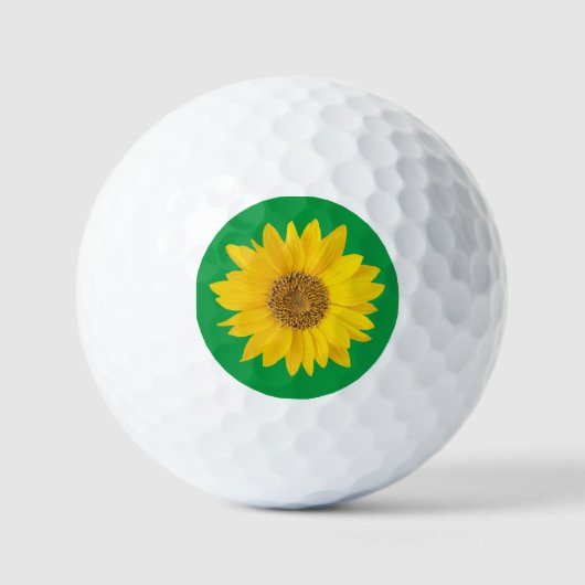 Gelbe Sonnenblume auf hellgrün Golfball (Vorderseite)