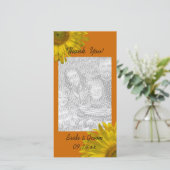 Gelbe Sonnenblume auf Orange Danke Foto Card (Stehend Vorderseite)