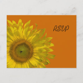 Gelbe Sonnenblume auf orangefarbenen Hochzeitsszen Einladungspostkarte