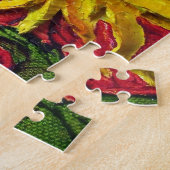 Gelbe Sonnenblume auf rotem Puzzlen Puzzle (Seite)