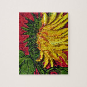 Gelbe Sonnenblume auf rotem Puzzlen Puzzle