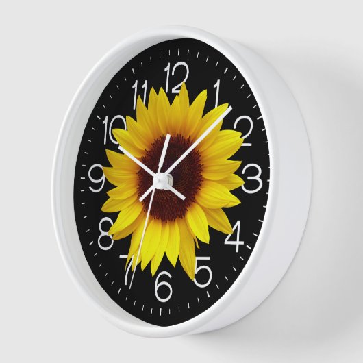 Gelbe Sonnenblume auf schwarz Uhr (Winkel)