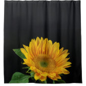 Gelbe Sonnenblume auf schwarzem Hintergrund Dusche Duschvorhang (Vorderseite)