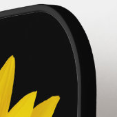 Gelbe Sonnenblume auf schwarzem Individuelle Name Pickleball Schläger (Linke Seite)