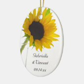 Gelbe Sonnenblume auf weißer Hochzeit Keramik Ornament (Links)
