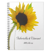 Gelbe Sonnenblume auf weißer Hochzeit Notizblock (Vorderseite)