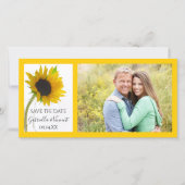 Gelbe Sonnenblume auf weißer Hochzeit Save the Dat Date (Vorderseite)