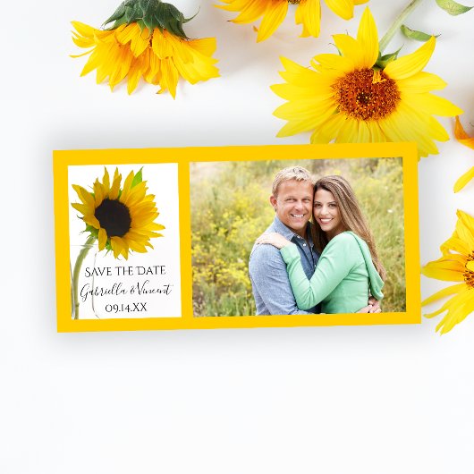 Gelbe Sonnenblume auf weißer Hochzeit Save the Dat Save The Date