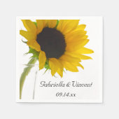 Gelbe Sonnenblume auf weißer Hochzeit Serviette (Vorderseite)
