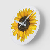 Gelbe Sonnenblume aus Holz Runde Wanduhr (Winkel)