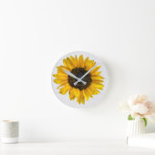 Gelbe Sonnenblume aus Holz Runde Wanduhr (Zuhause)