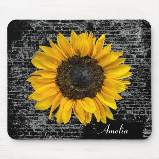 Gelbe Sonnenblume aus Ziegelstein Mousepad (Vorne)