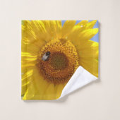 Gelbe Sonnenblume Badhandtuch Set (Waschlappen)