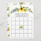 Gelbe Sonnenblume BINGO Babydusche Spiel Einladung (Vorne/Hinten)