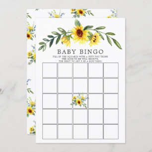 Gelbe Sonnenblume BINGO Babydusche Spiel Einladung