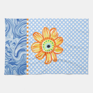 Gelbe Sonnenblume Blau Punkt Küchentücher