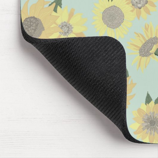 Gelbe Sonnenblume Blau Sei du Blumenmuster Mousepad (Ecke)