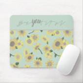 Gelbe Sonnenblume Blau Sei du Blumenmuster Mousepad (Mit Mouse)