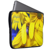 Gelbe Sonnenblume, blaue Bienenschläfe Laptopschutzhülle (Vorne Rechts)