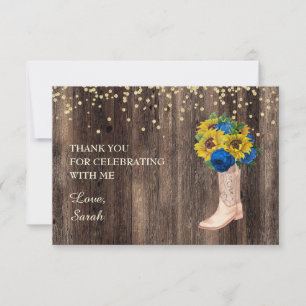 Gelbe Sonnenblume Blaue Rosen Stiefel Holz Danke