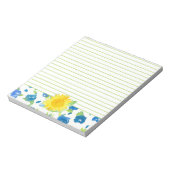 Gelbe Sonnenblume Blaue Wildblumen Aquarell Notizblock (Rotiert)