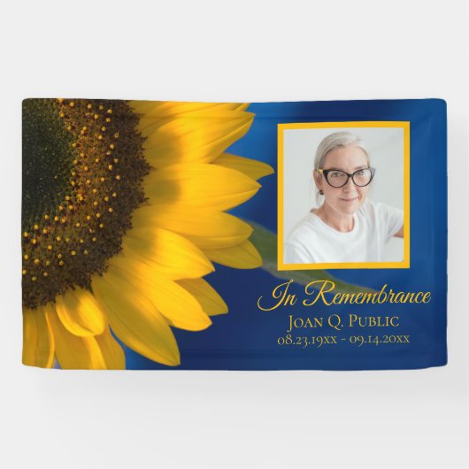 Gelbe Sonnenblume Blauer Feier zur Beerdigung des Banner (Horizontal)