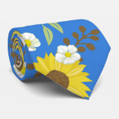 Gelbe Sonnenblume Blauer Hintergrund Blume Blauer  Krawatte (Gerollt)