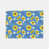 Gelbe Sonnenblume Blauer Hintergrund Blume Fleecedecke (Vorderseite (Horizontal))