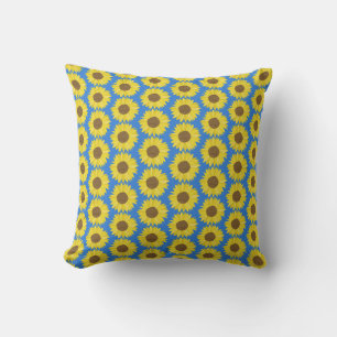 Gelbe Sonnenblume Blauer Hintergrund Blume Floral Kissen