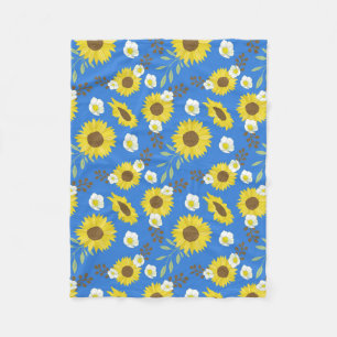 Gelbe Sonnenblume Blauer Hintergrund Blumen Blume Fleecedecke