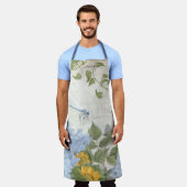 Gelbe Sonnenblume Blauer Hydrangee w Dragonfly Schürze (Getragen)