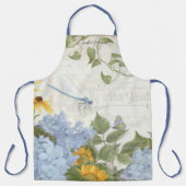 Gelbe Sonnenblume Blauer Hydrangee w Dragonfly Schürze (Vorderseite)