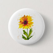 Gelbe Sonnenblume Blume elegant rustikal Button (Vorderseite)